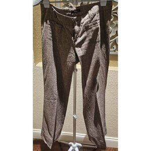 Express Women's Linen-Blend Business Casual Brown Trouser Y2K Pants Size 8